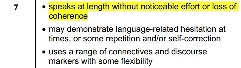 Speaking - Fluency and Coherence Band Score 7