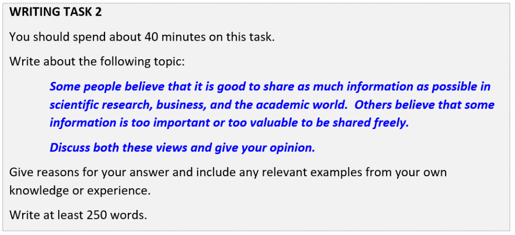 IELTS writing Task 2 question about sharing information 