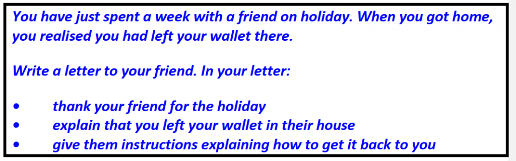 IELTS writing Task 1 General Training Left wallet