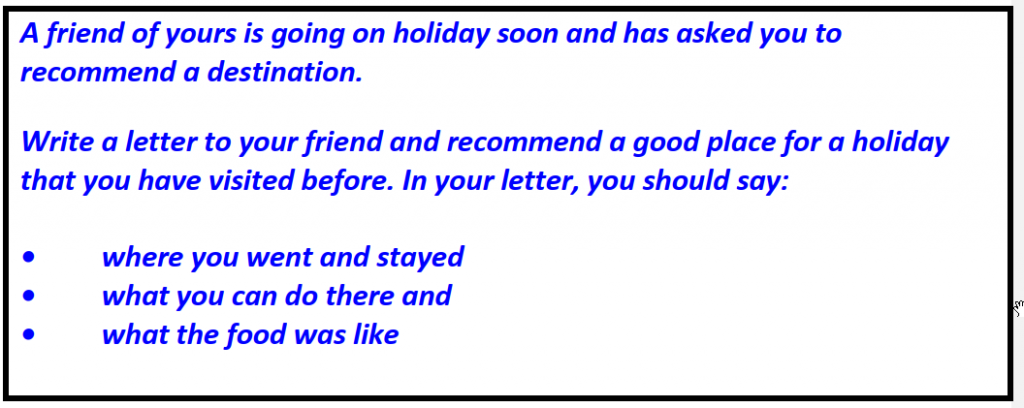 IELTS writing Task 1 General Training Left holiday advice